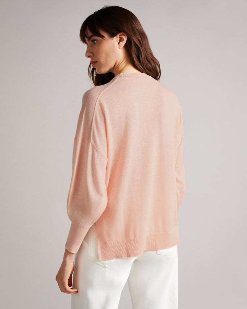 Ted Baker Nicci Sleeve Detailed Stickat Dam Rosa | JUF-651437