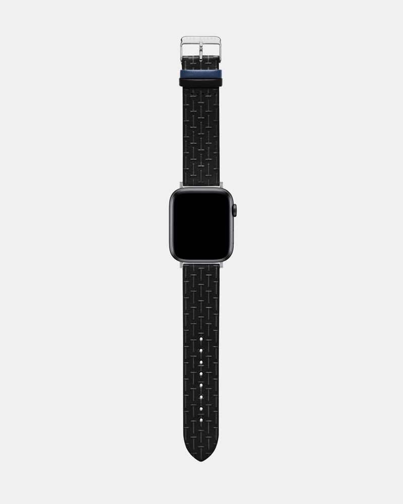 Ted Baker Nitrgn Textured Läder Apple Rem Klocka Herr Svarta | CPQ-176820