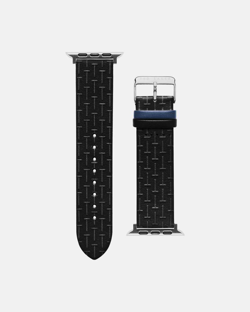 Ted Baker Nitrgn Textured Läder Apple Rem Klocka Herr Svarta | CPQ-176820