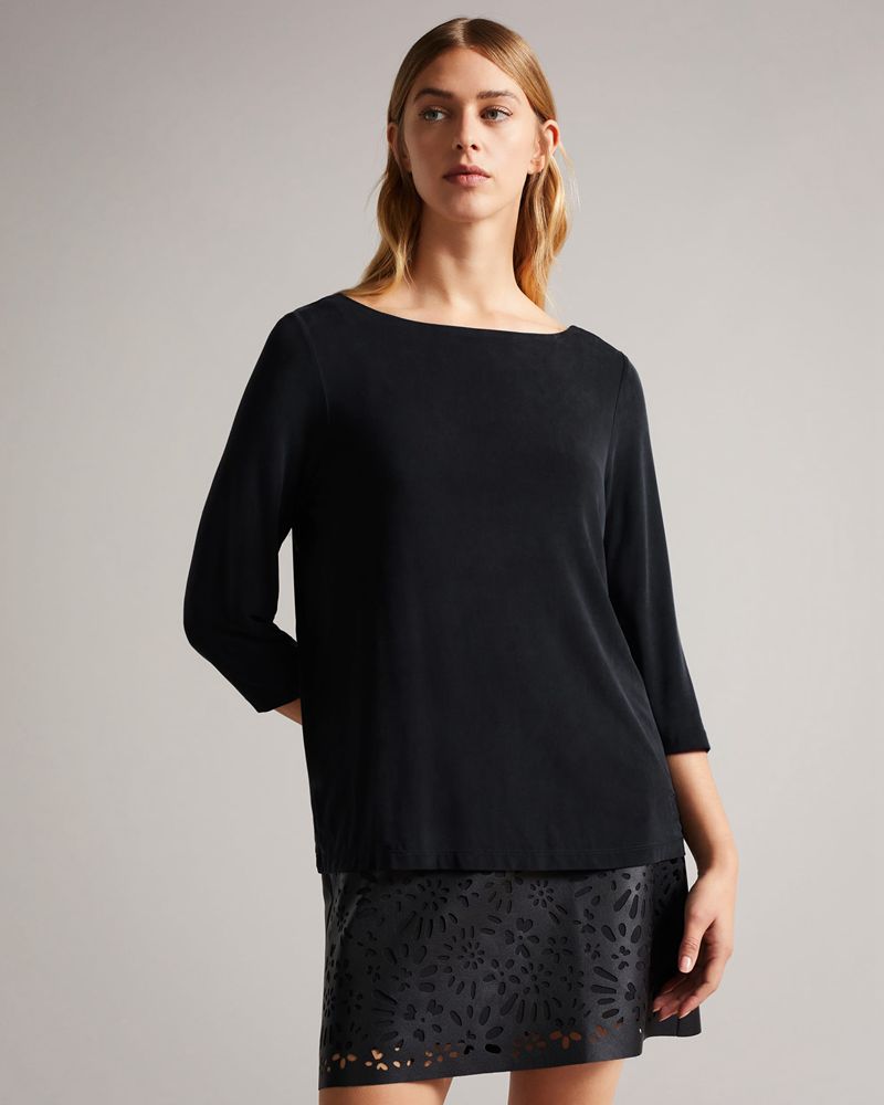 Ted Baker Niylah Twist Back Jersey Blast Dam Svarta | XSF-239610