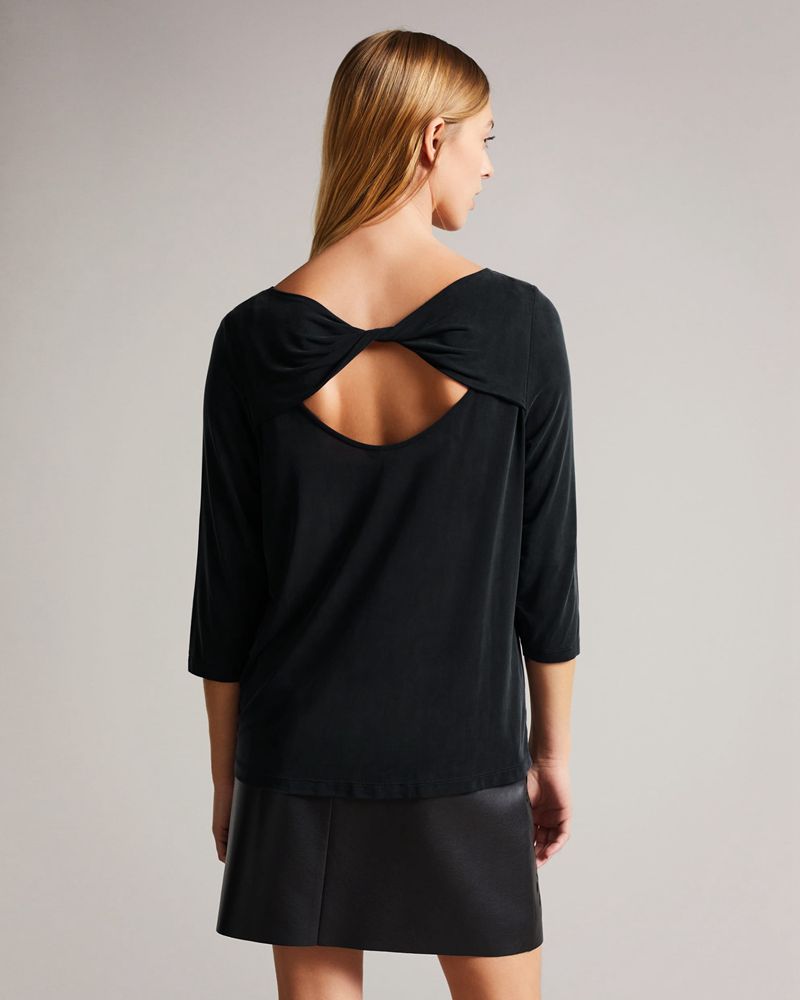 Ted Baker Niylah Twist Back Jersey Blast Dam Svarta | XSF-239610