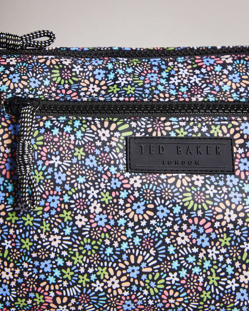 Ted Baker Norda Retro Flood Micro Floral Large Wash Sminkväska Dam Svarta | YBD-096845