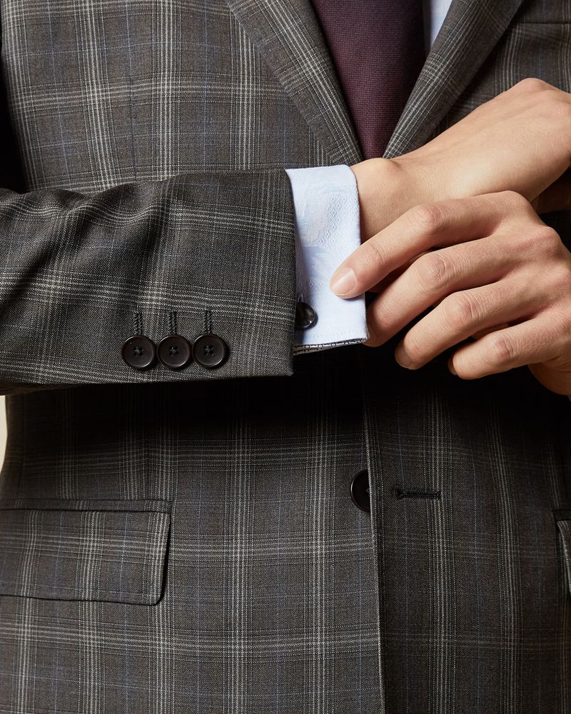 Ted Baker Noviaj Debonair Wool Check Kostymer Herr Bruna | OTR-250691