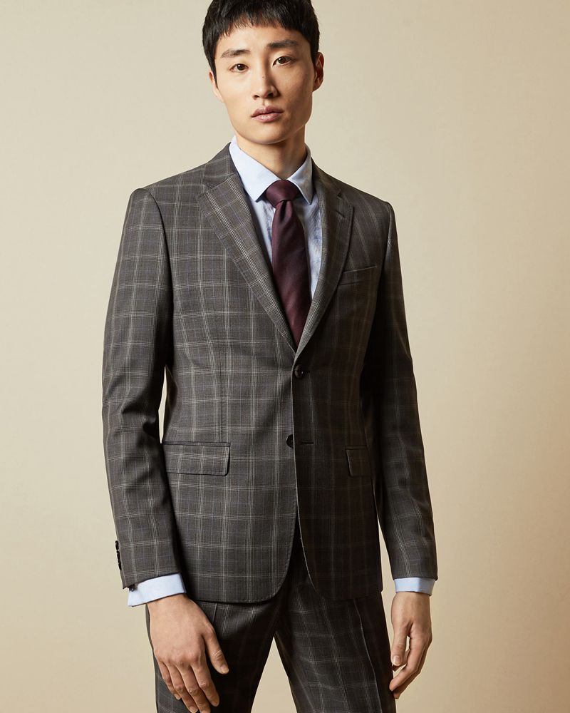 Ted Baker Noviaj Debonair Wool Check Kostymer Herr Bruna | OTR-250691