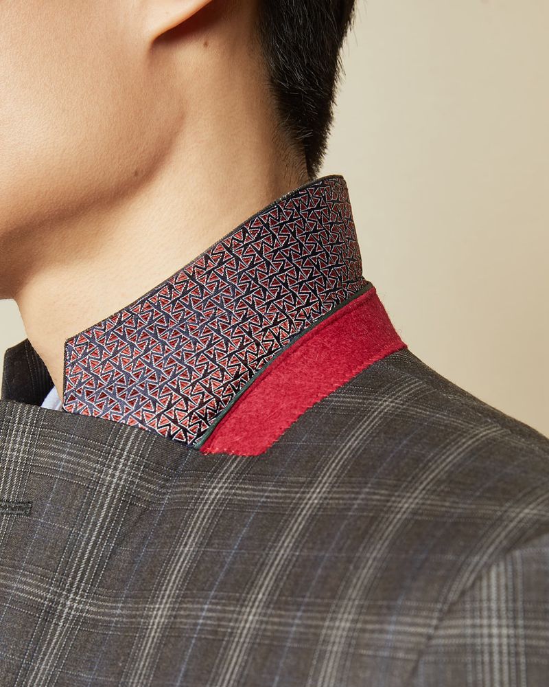 Ted Baker Noviaj Debonair Wool Check Kostymer Herr Bruna | OTR-250691