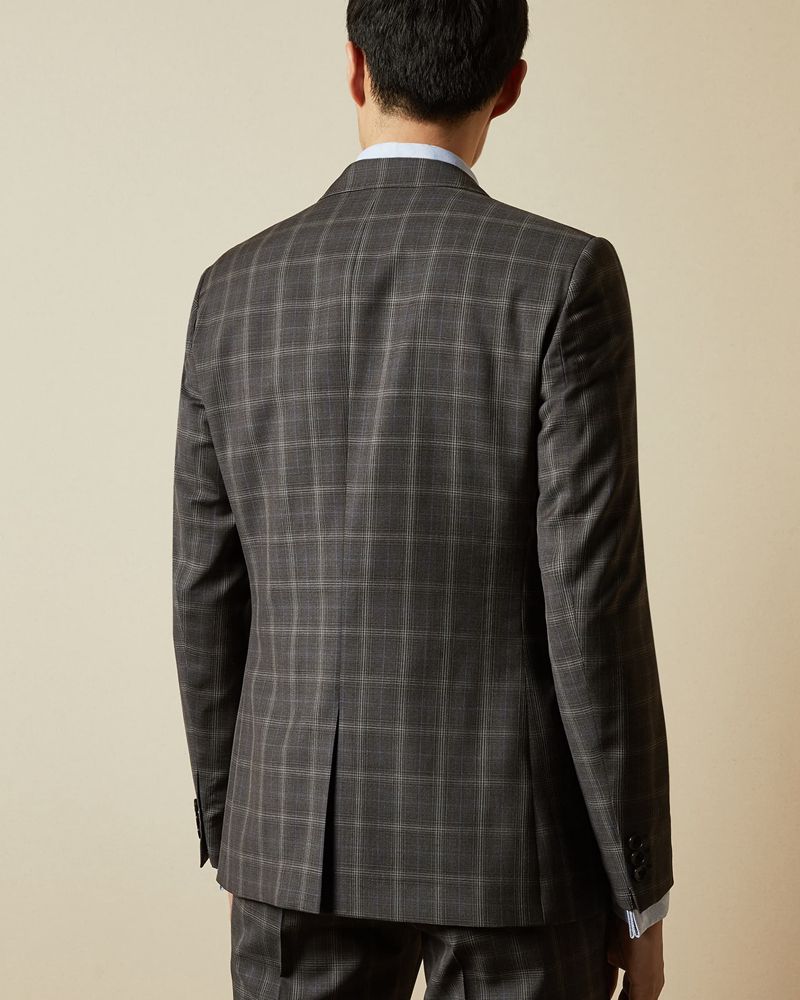 Ted Baker Noviaj Debonair Wool Check Kostymer Herr Bruna | OTR-250691