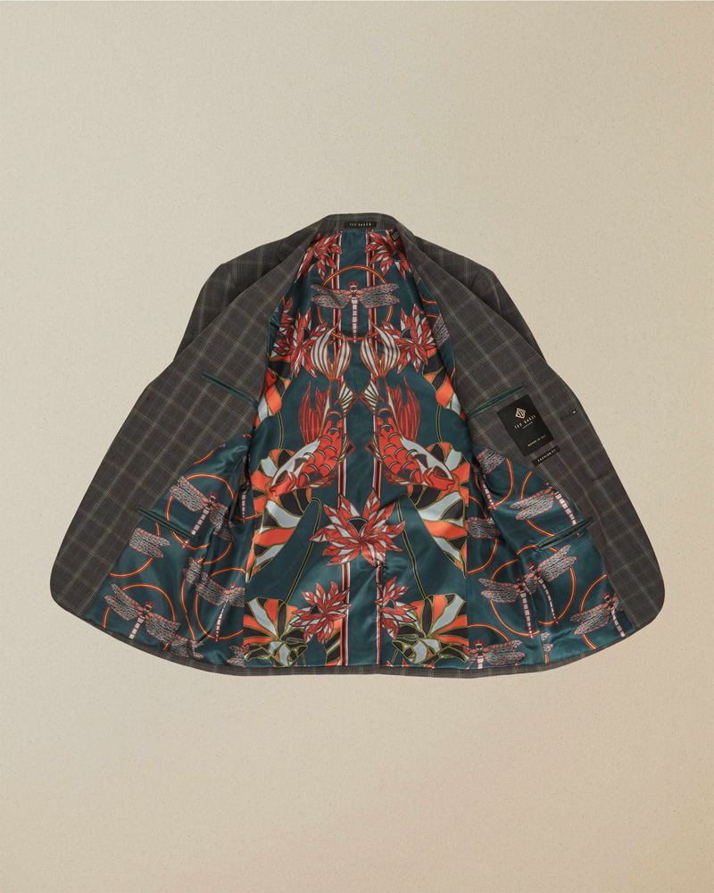Ted Baker Noviaj Debonair Wool Check Kostymer Herr Bruna | OTR-250691