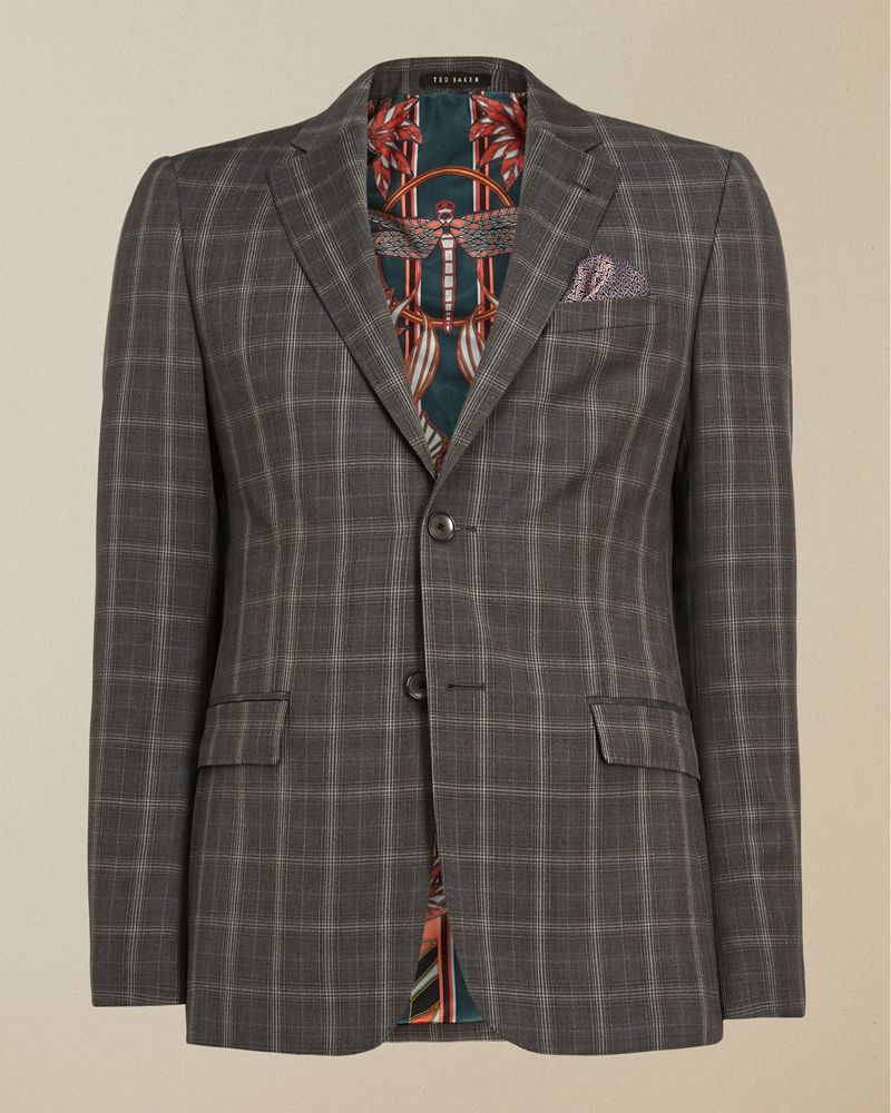 Ted Baker Noviaj Debonair Wool Check Kostymer Herr Bruna | OTR-250691
