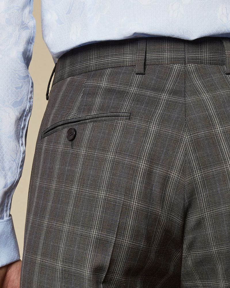 Ted Baker Noviat Debonair Wool Check Kostymer Herr Bruna | HPG-750249
