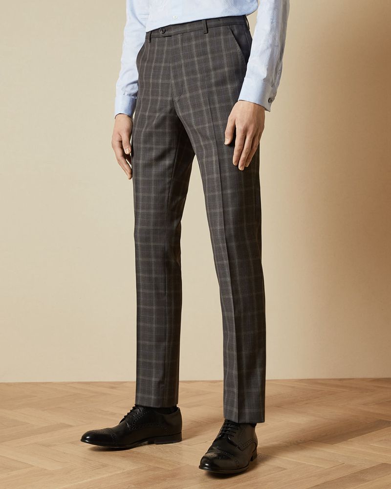 Ted Baker Noviat Debonair Wool Check Kostymer Herr Bruna | HPG-750249