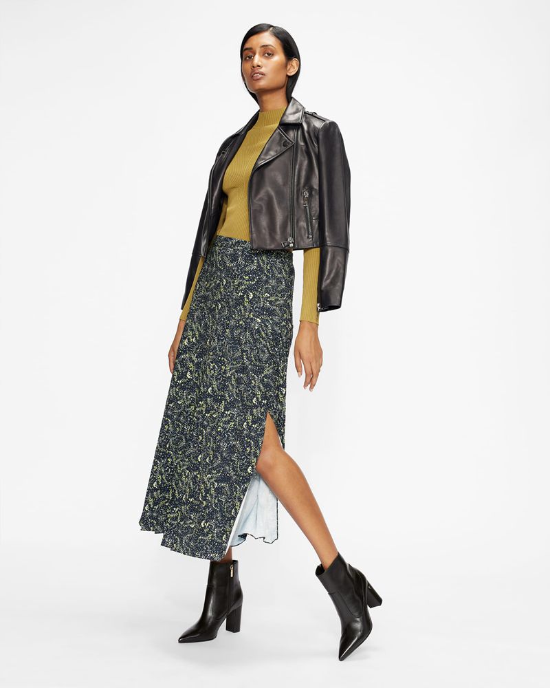 Ted Baker Nysha Läder Block Ankle Höga Klackar Dam Svarta | HNV-741059