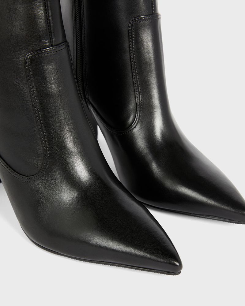Ted Baker Nysha Läder Block Ankle Höga Klackar Dam Svarta | HNV-741059