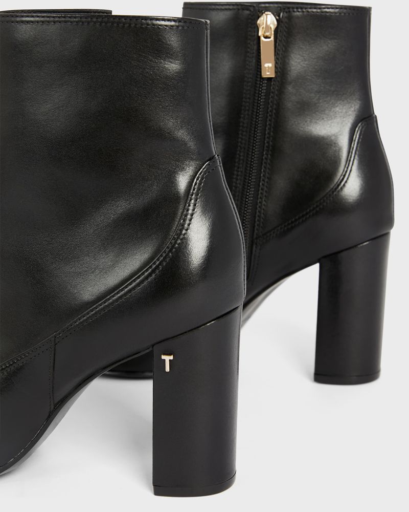 Ted Baker Nysha Läder Block Ankle Höga Klackar Dam Svarta | HNV-741059