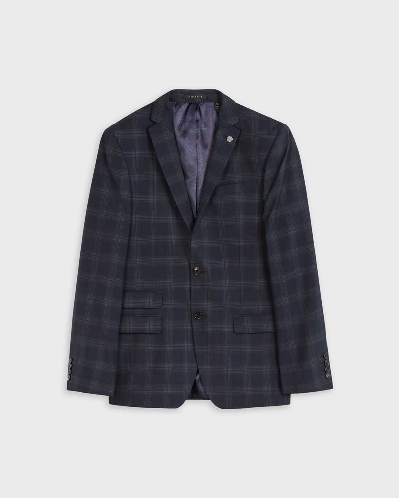 Ted Baker Oakhajs Slim Fit Checked Kostymer Herr Marinblå | LFY-376521