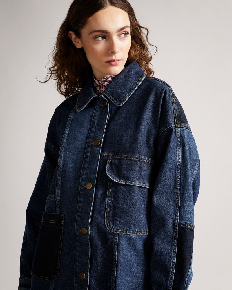 Ted Baker Oasiss Denim Patch Jacka Dam Blå | UVF-823641