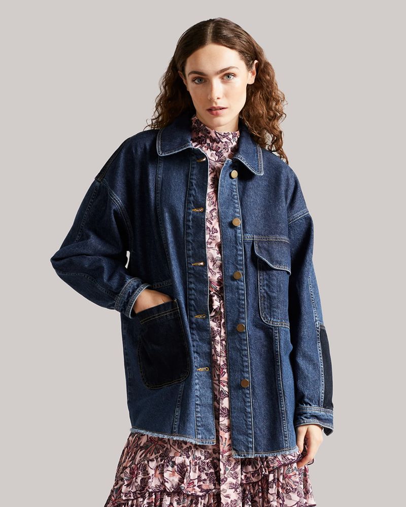 Ted Baker Oasiss Denim Patch Jacka Dam Blå | UVF-823641