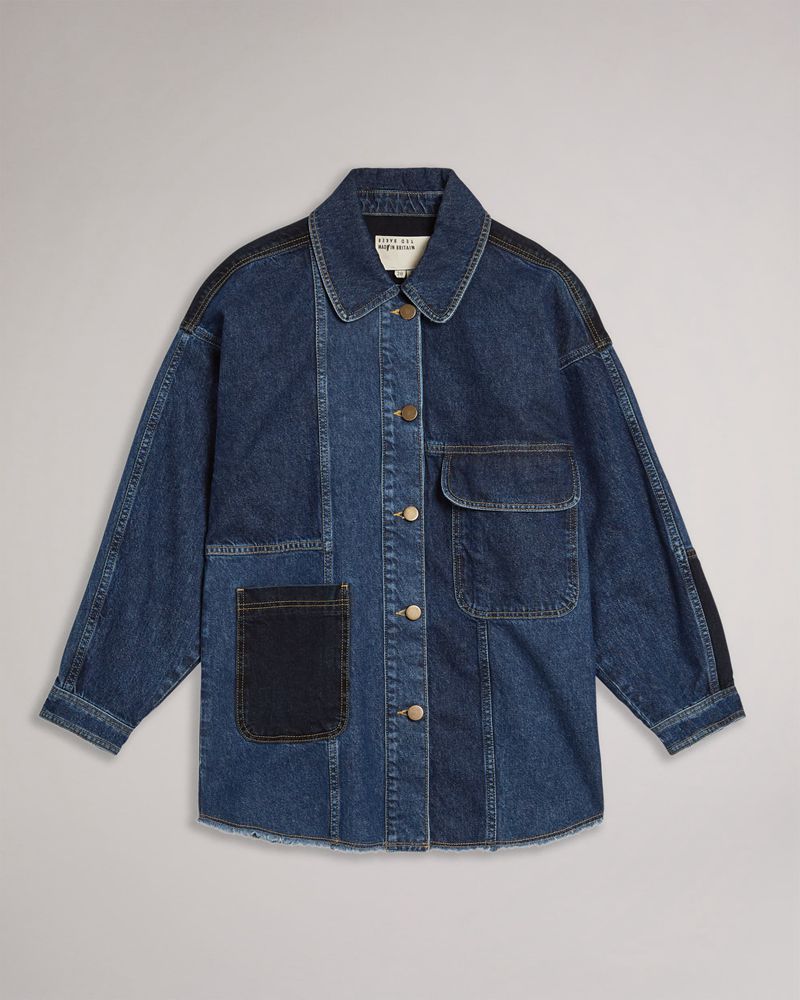 Ted Baker Oasiss Denim Patch Jacka Dam Blå | UVF-823641