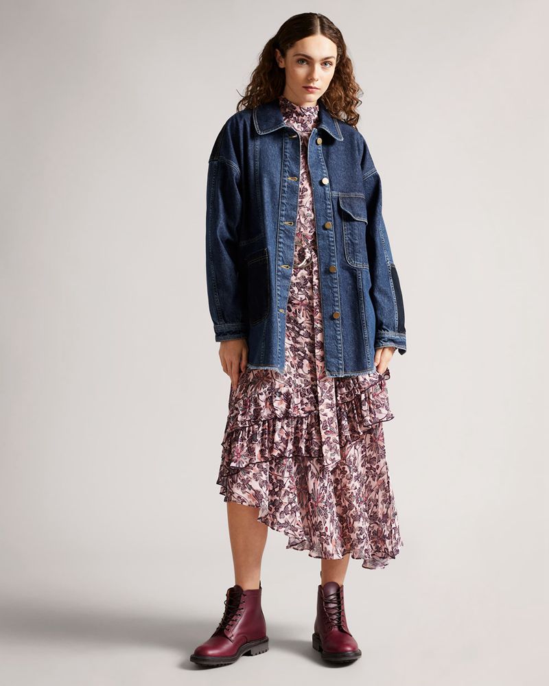 Ted Baker Oasiss Denim Patch Jacka Dam Blå | UVF-823641