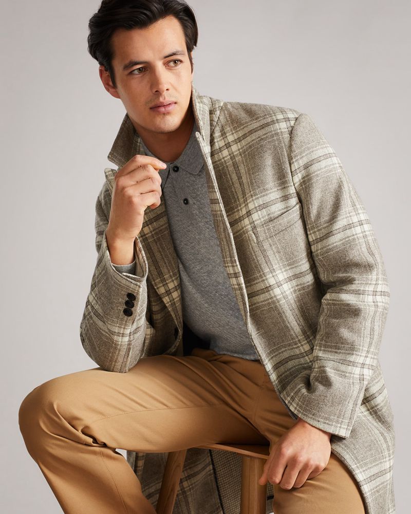 Ted Baker Ogle Relaxed Fit Check Rockar Herr Bruna | HQS-280364