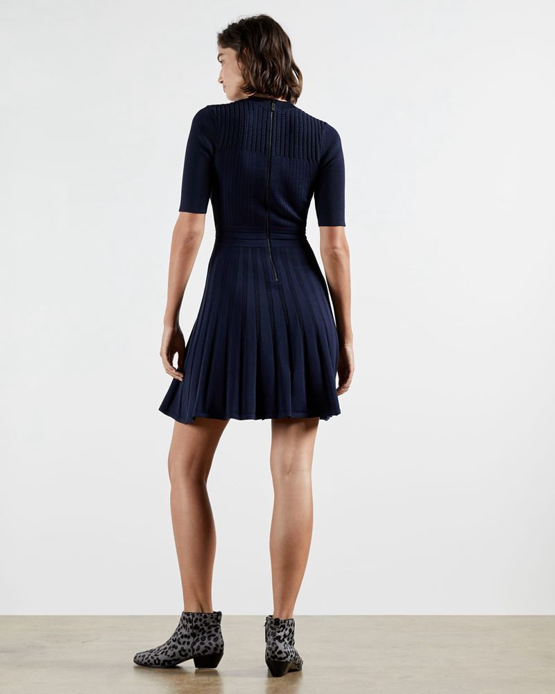 Ted Baker Olivinn Stitch Detail Skater Klänning Dam Marinblå | VUI-370256