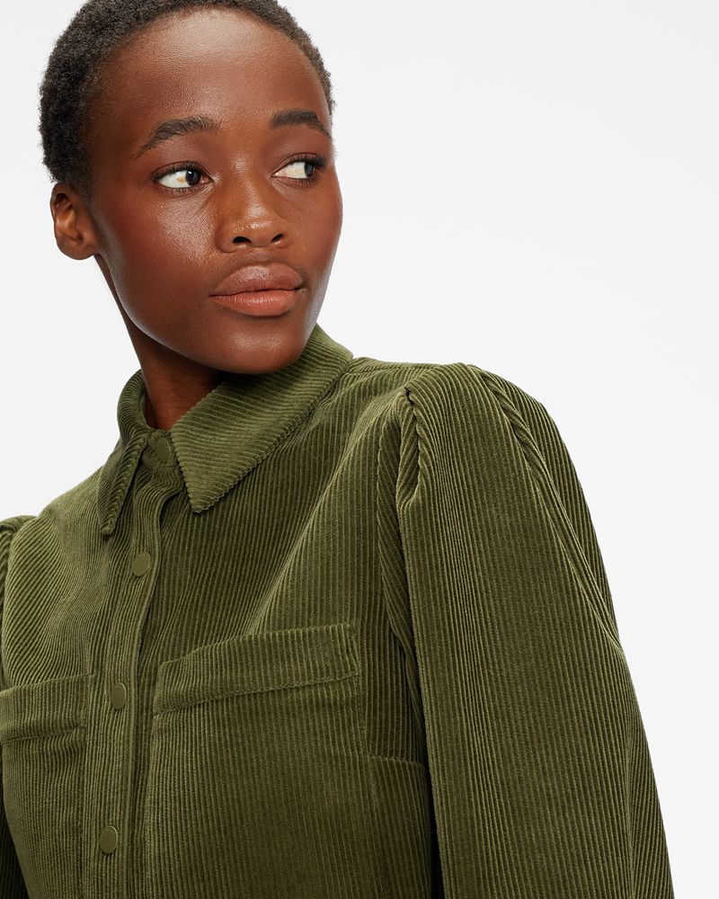 Ted Baker Onetaa Cord With Puff Sleeves Blast Dam Gröna | HEC-163954