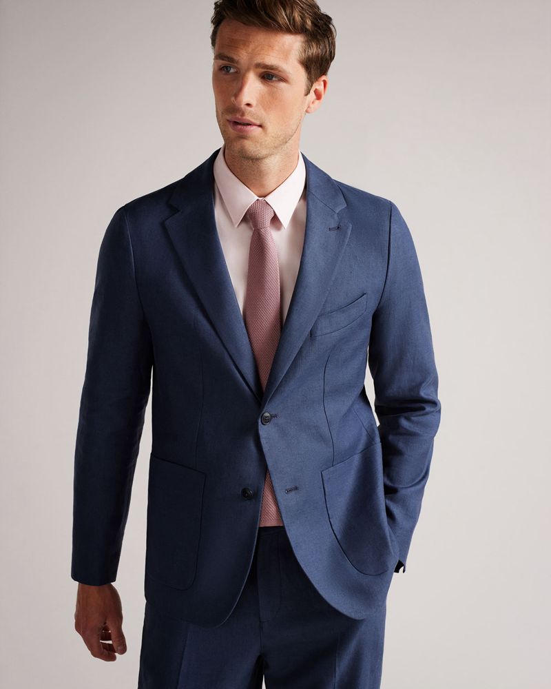 Ted Baker Onich Linen Blazer Kostymer Herr Marinblå | OFU-631724