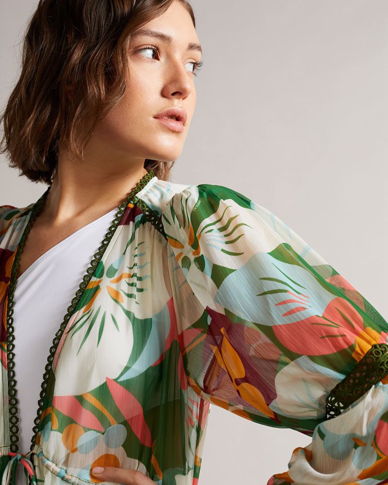 Ted Baker Oorun Long Swim Cover Up Badkläder Dam Gröna | CIV-857021