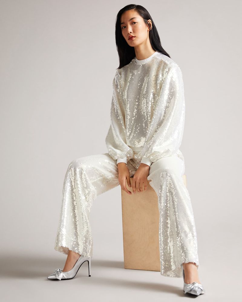 Ted Baker Opalan Sequin Flood Length Jogger Byxor Dam Gray | GIC-092476