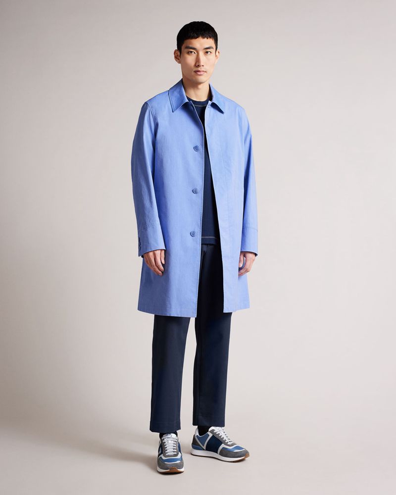 Ted Baker Ordie Shot Bomull Mac Rockar Herr Blå | IVK-086975