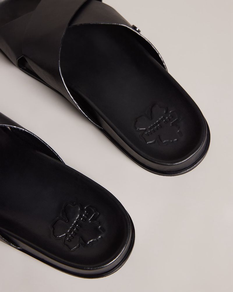 Ted Baker Oscarr Leathers Badtofflor Herr Svarta | VXF-536280