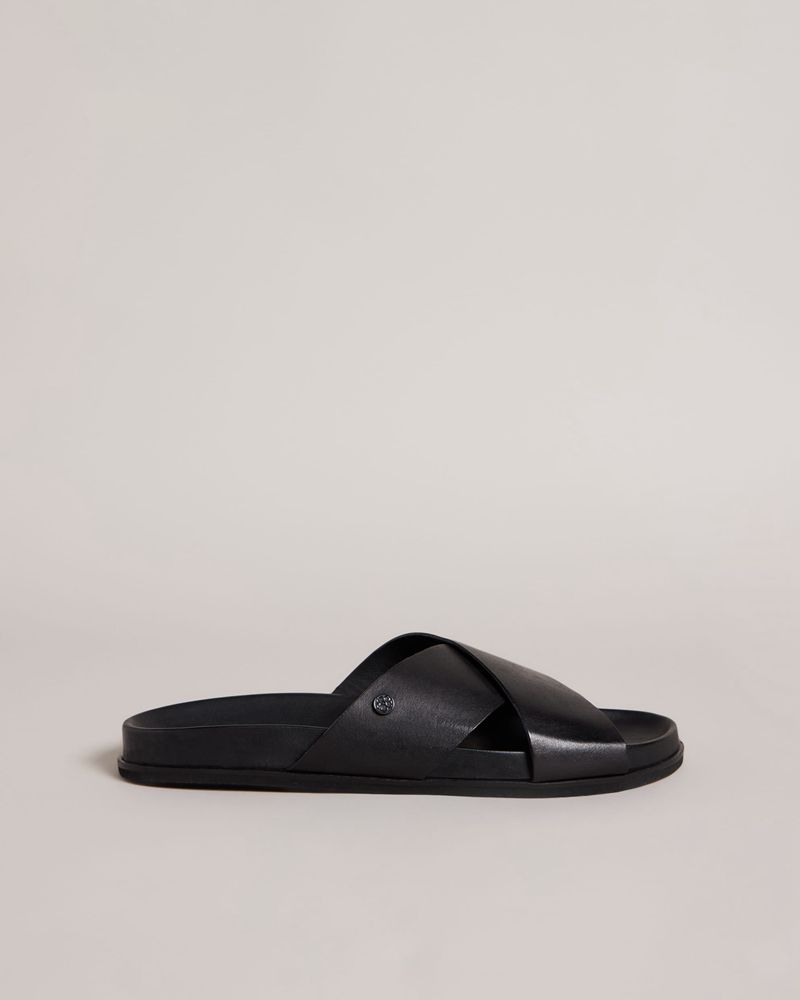 Ted Baker Oscarr Leathers Badtofflor Herr Svarta | VXF-536280