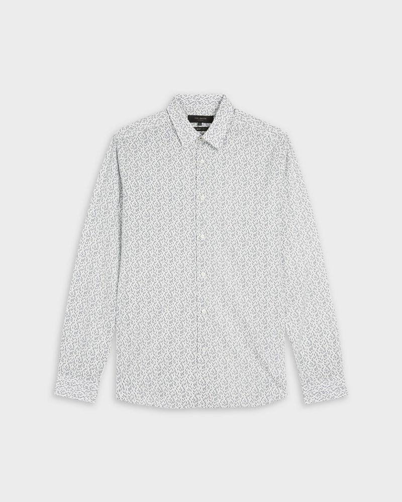 Ted Baker Ostunis Slim Fit Leaf Print Skjorta Herr Vita | ATZ-815049
