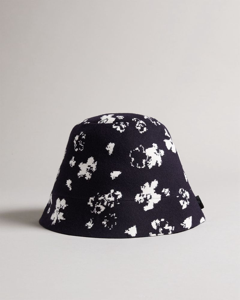 Ted Baker Ourne All-Over Flower Knitted Bucket Hatt Herr Marinblå | MYX-879340