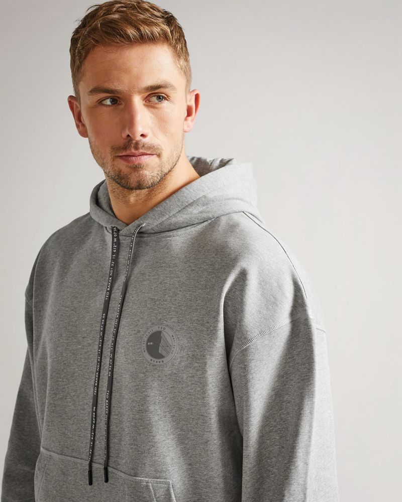 Ted Baker Owenns Relaxed Fit Hoodie Blast Herr Gray | RTS-153698