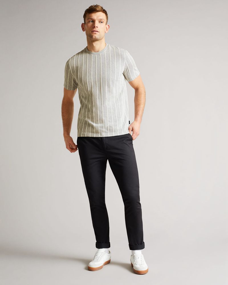 Ted Baker Oxberry Sleeve Striped T Blast Herr Gray | KSN-826150