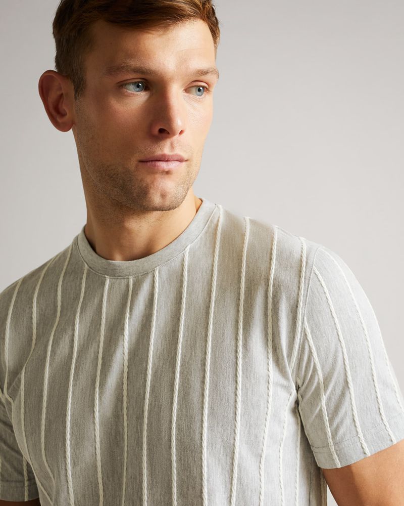 Ted Baker Oxberry Sleeve Striped T Blast Herr Gray | KSN-826150