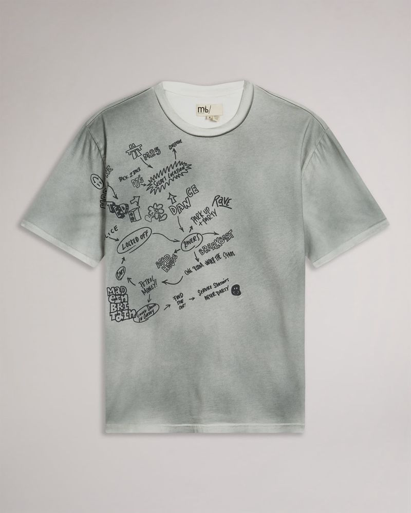 Ted Baker Parbrk Mib Rave Doodle Tee Blast Herr Bruna | HSR-284913