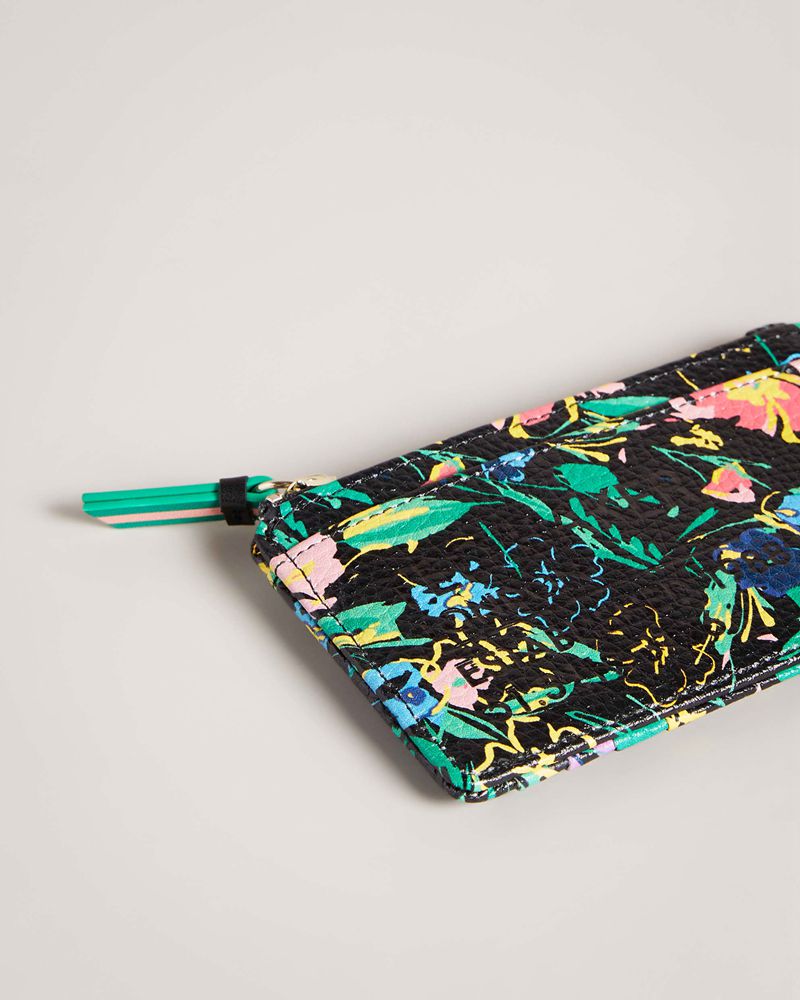 Ted Baker Parcena Flirty Texture Magnolia Zip Card Holder Plånbok Dam Svarta | KPN-642897