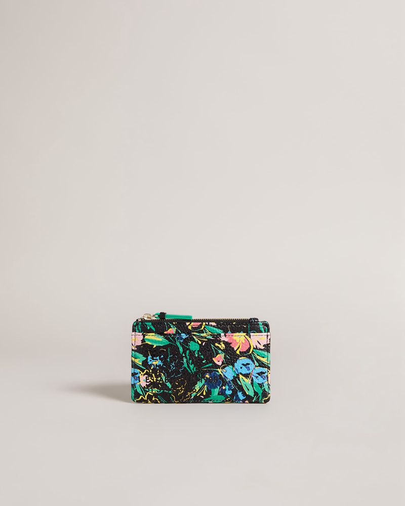 Ted Baker Parcena Flirty Texture Magnolia Zip Card Holder Plånbok Dam Svarta | KPN-642897