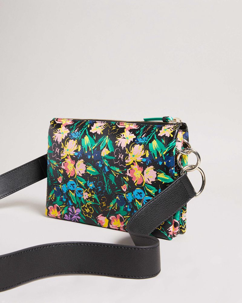 Ted Baker Parceyy Flirty Texture Branded Webbing Cross Body Crossbody Väska Dam Svarta | JSU-065429