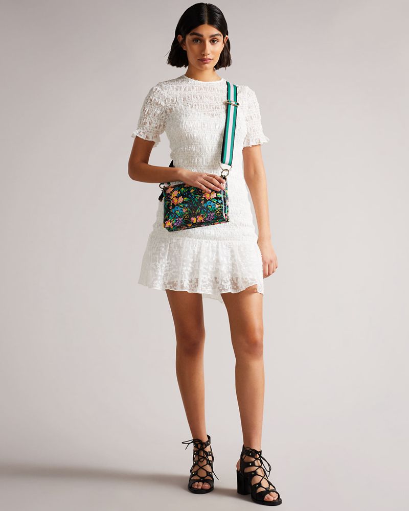 Ted Baker Parceyy Flirty Texture Branded Webbing Cross Body Crossbody Väska Dam Svarta | JSU-065429