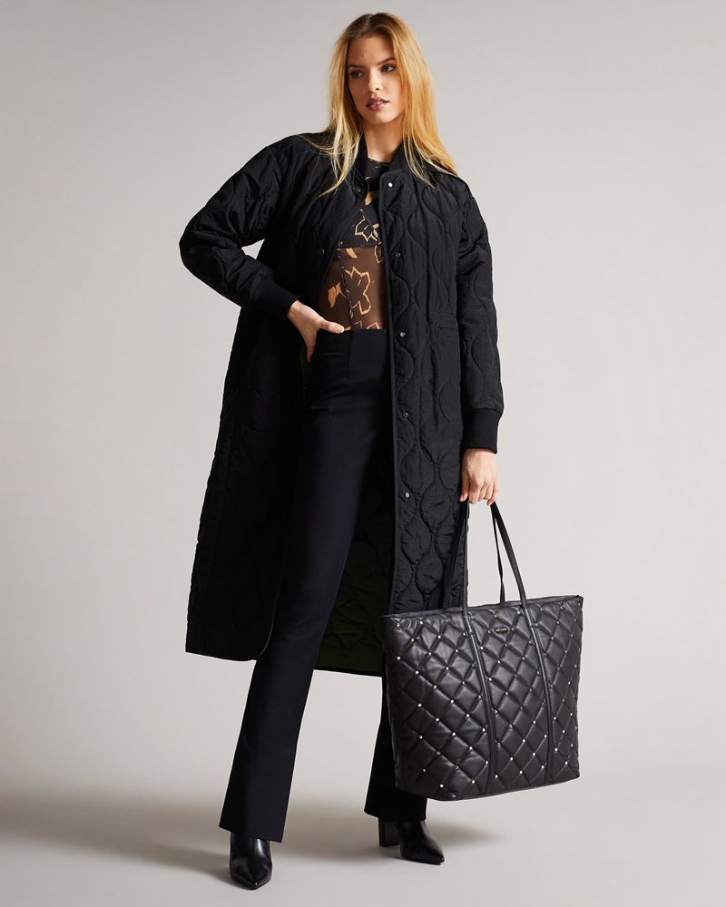 Ted Baker Pascale Quilted Studded Tote Väska Dam Svarta | IFY-902346