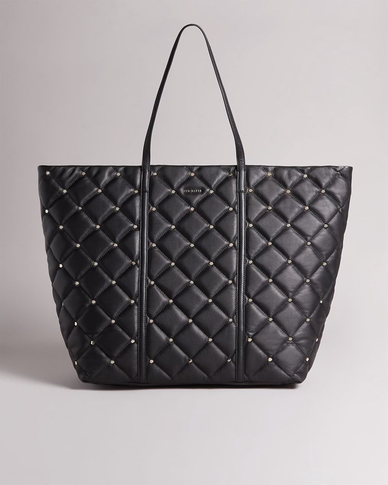 Ted Baker Pascale Quilted Studded Tote Väska Dam Svarta | IFY-902346