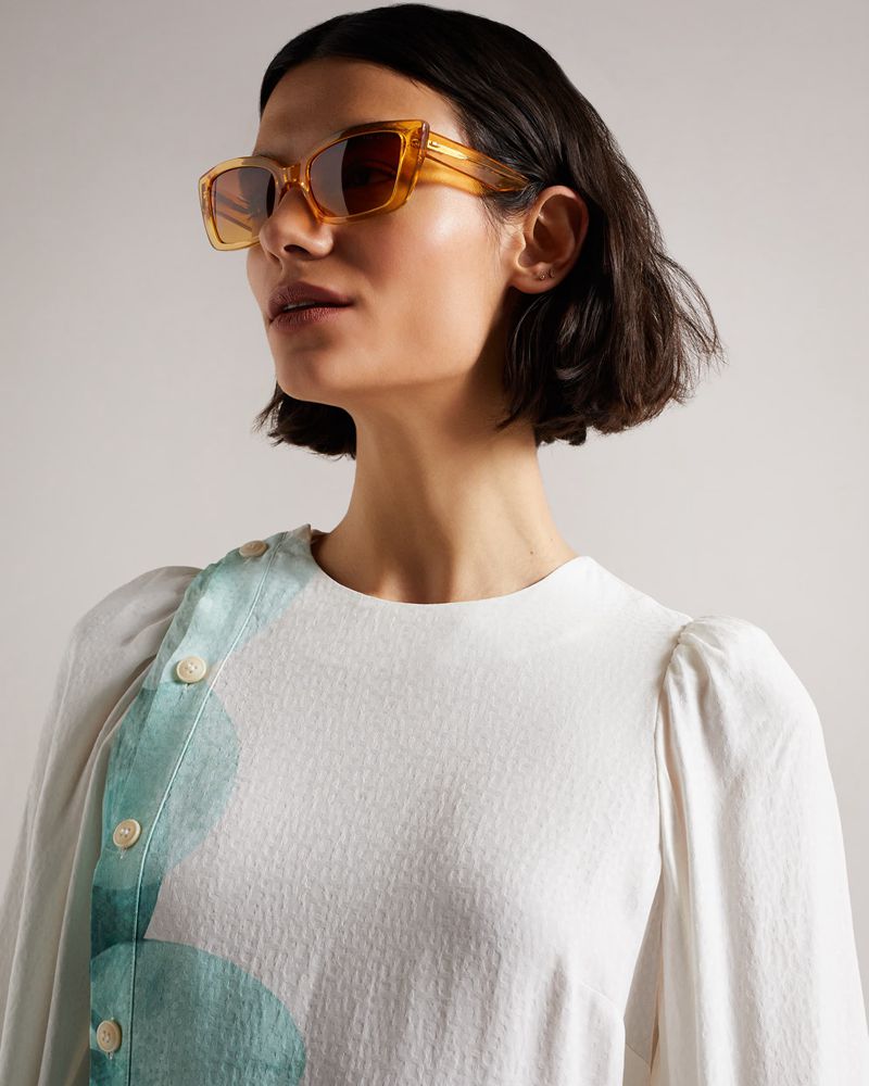 Ted Baker Pattiie Tws164 Narrow Cat Eye Solglasögon Dam Gula | JGS-451289