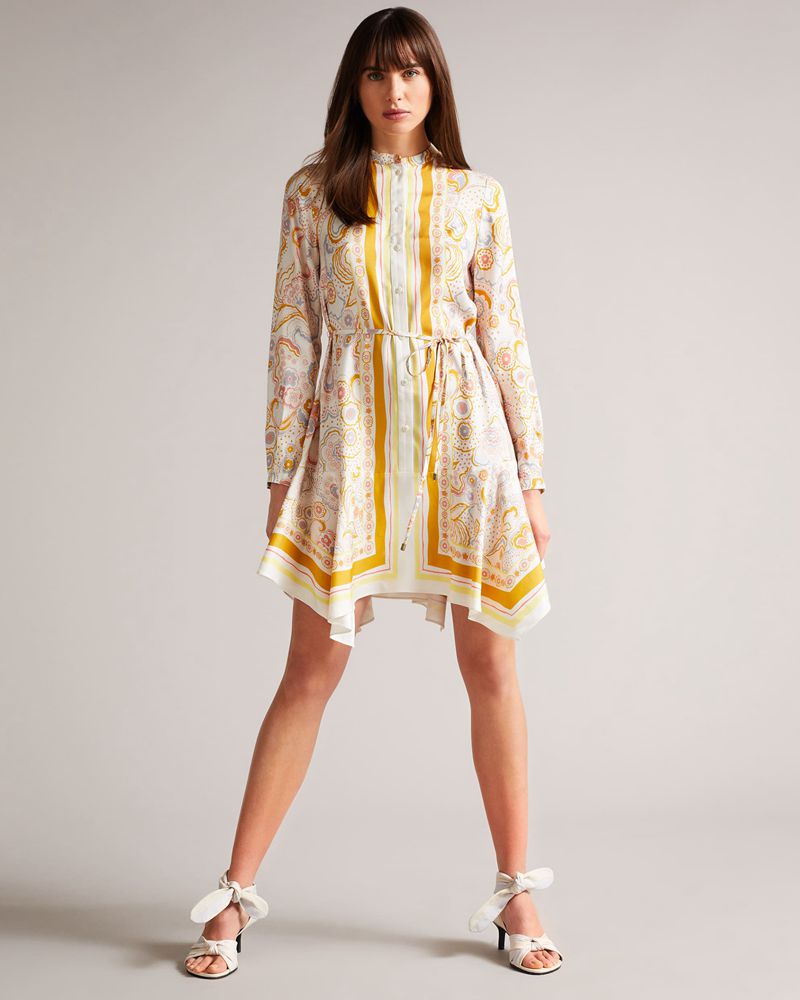 Ted Baker Paulita Handkerchief Hem Klänning Dam Gula | TZV-517364