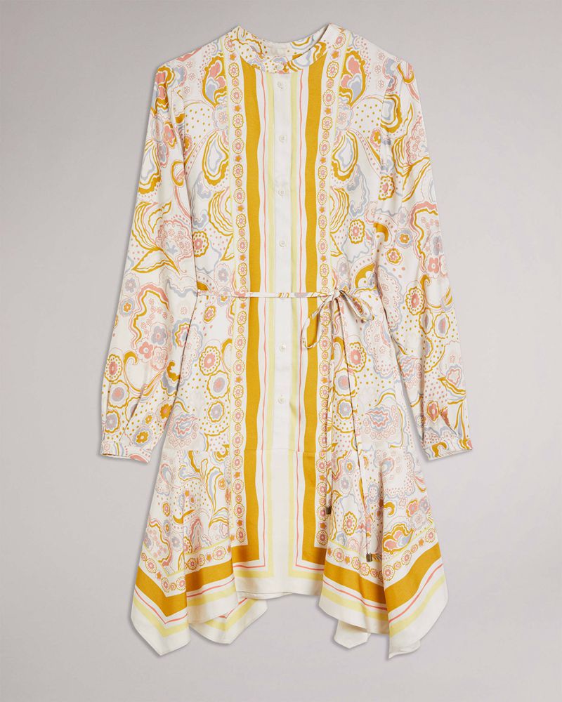 Ted Baker Paulita Handkerchief Hem Klänning Dam Gula | TZV-517364