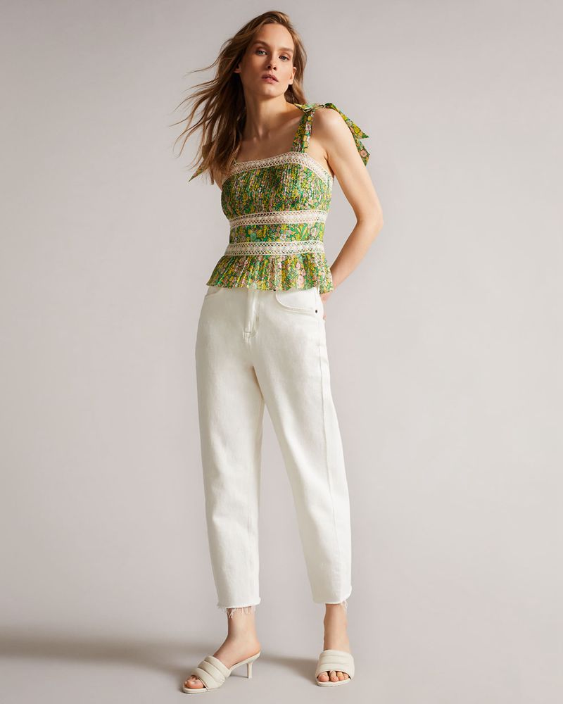 Ted Baker Pela Spets Insert Peplum Blast Dam Gröna | ADN-840296