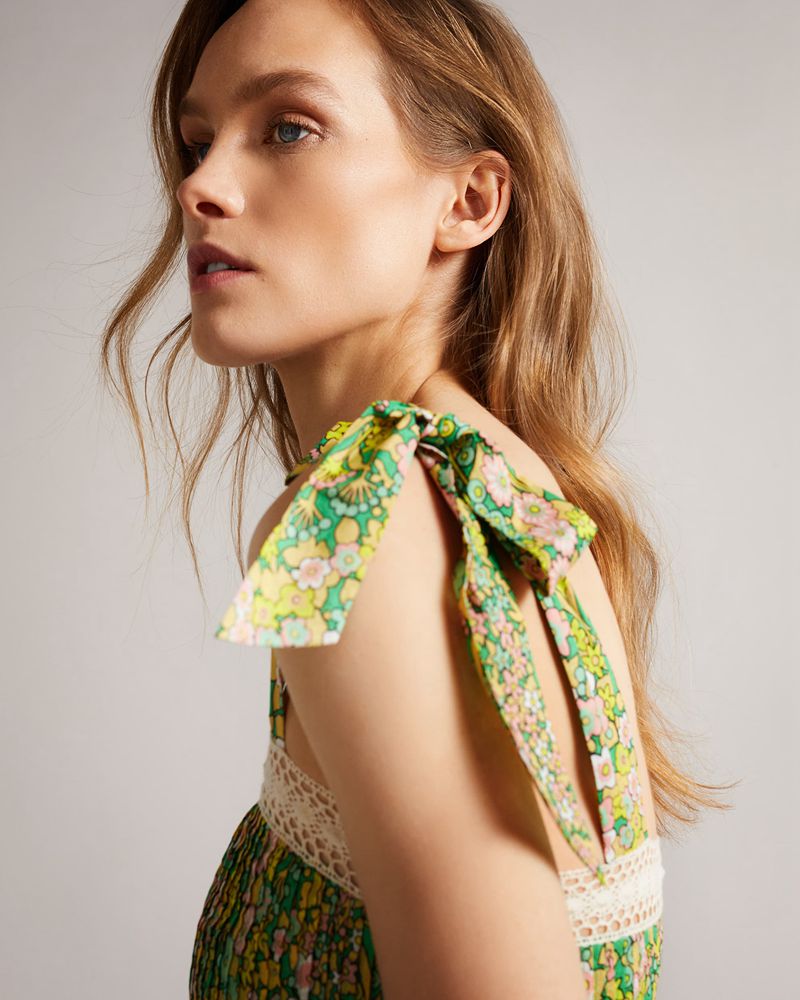 Ted Baker Pela Spets Insert Peplum Blast Dam Gröna | ADN-840296