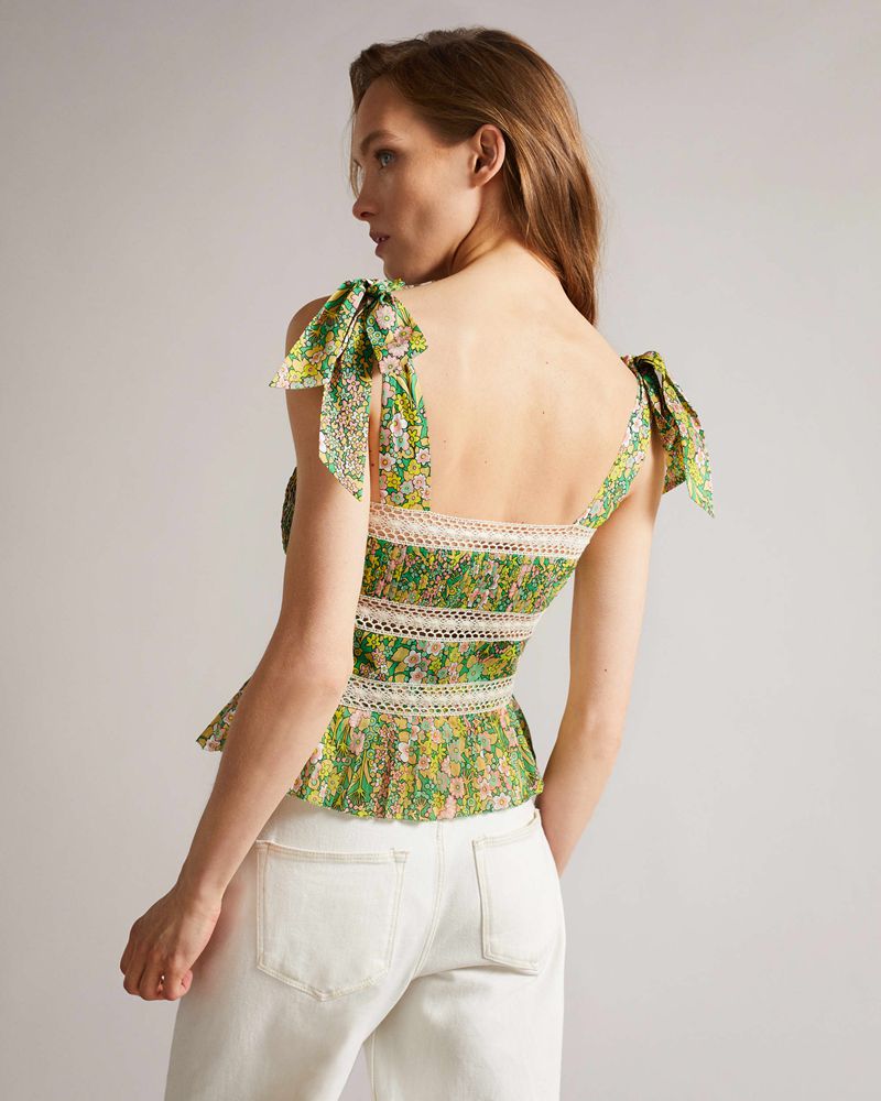 Ted Baker Pela Spets Insert Peplum Blast Dam Gröna | ADN-840296