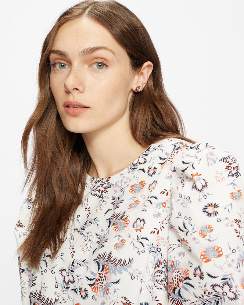 Ted Baker Pelipa Floral Stud Earrings Smycken Dam Rosegold | QGB-403298